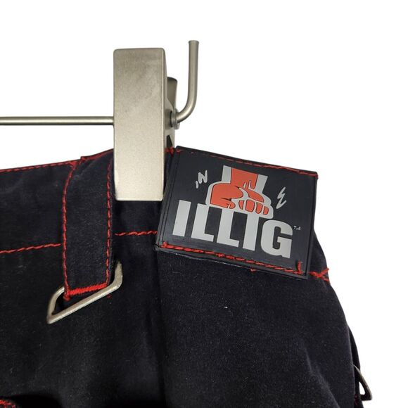 VTG ILLIG Pants 90S Womens 11 Black Red Y2K Goth Rave Hip Hop Baggy Wide Leg - Picture 8 of 15